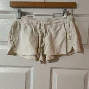 Brandy Melville Cream Waffle-Knit Athletic Mini Shorts